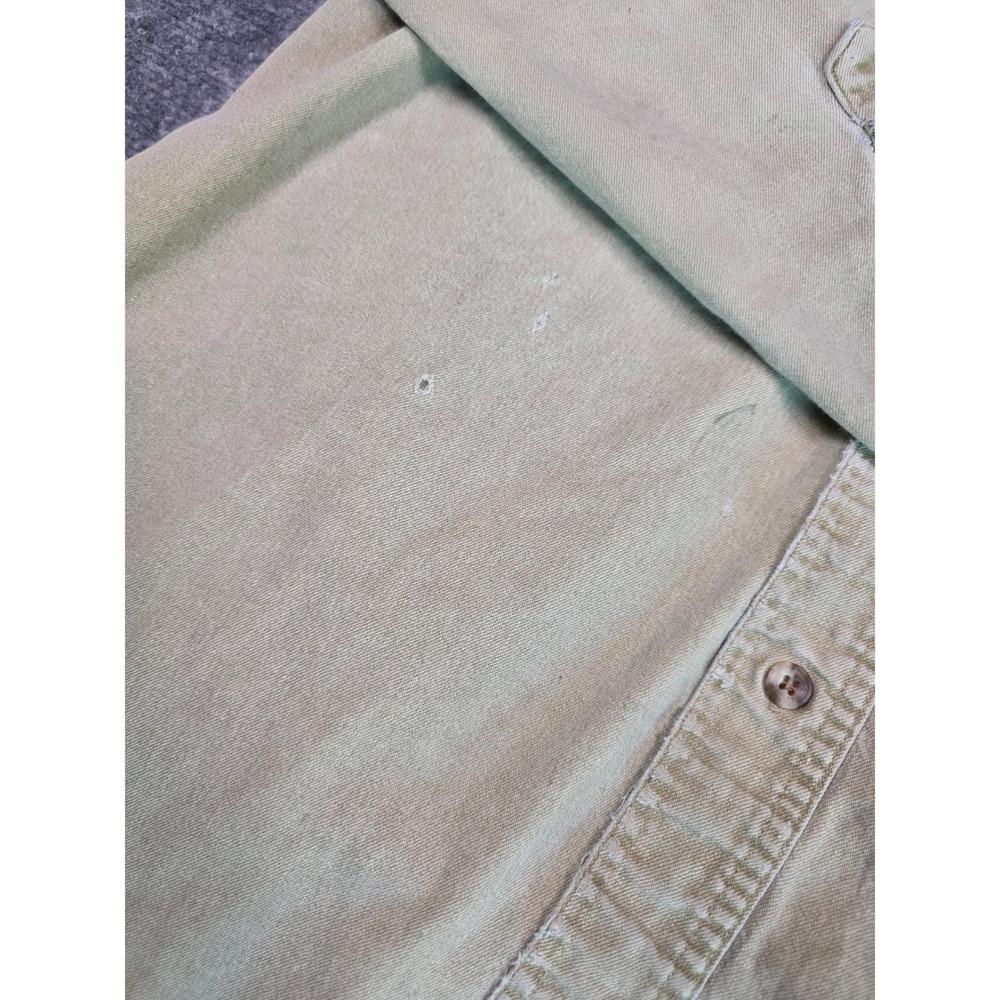 Vintage Camel Button Down Shirt Mens L Khaki 1996 Distressed Cotton Canvas - Picture 11 of 15
